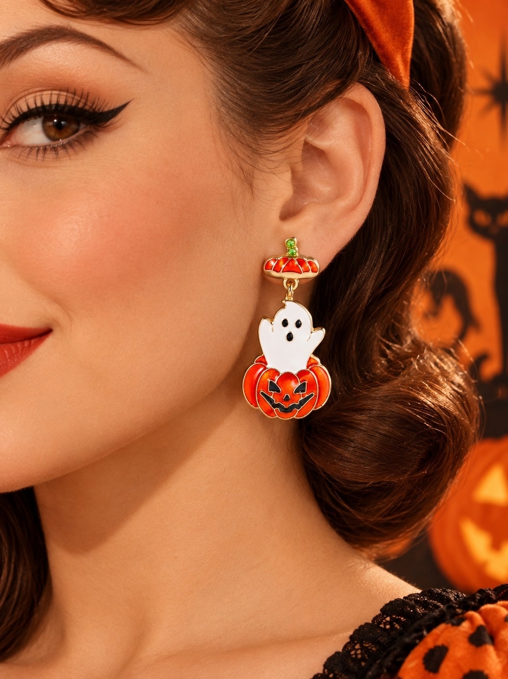 MODCLOTH PEEK-A-BOO PUMPKIN EARRINGS